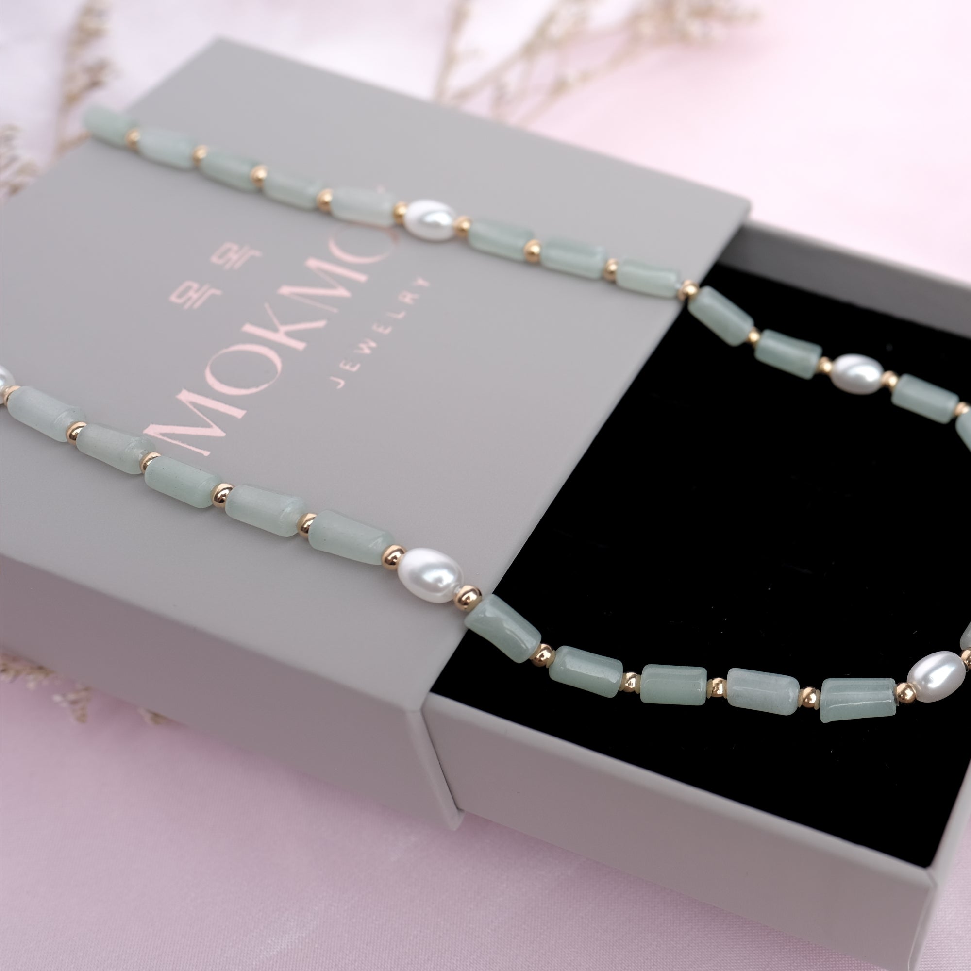 Lucky Green Aventurine Crystal Pearl Necklace