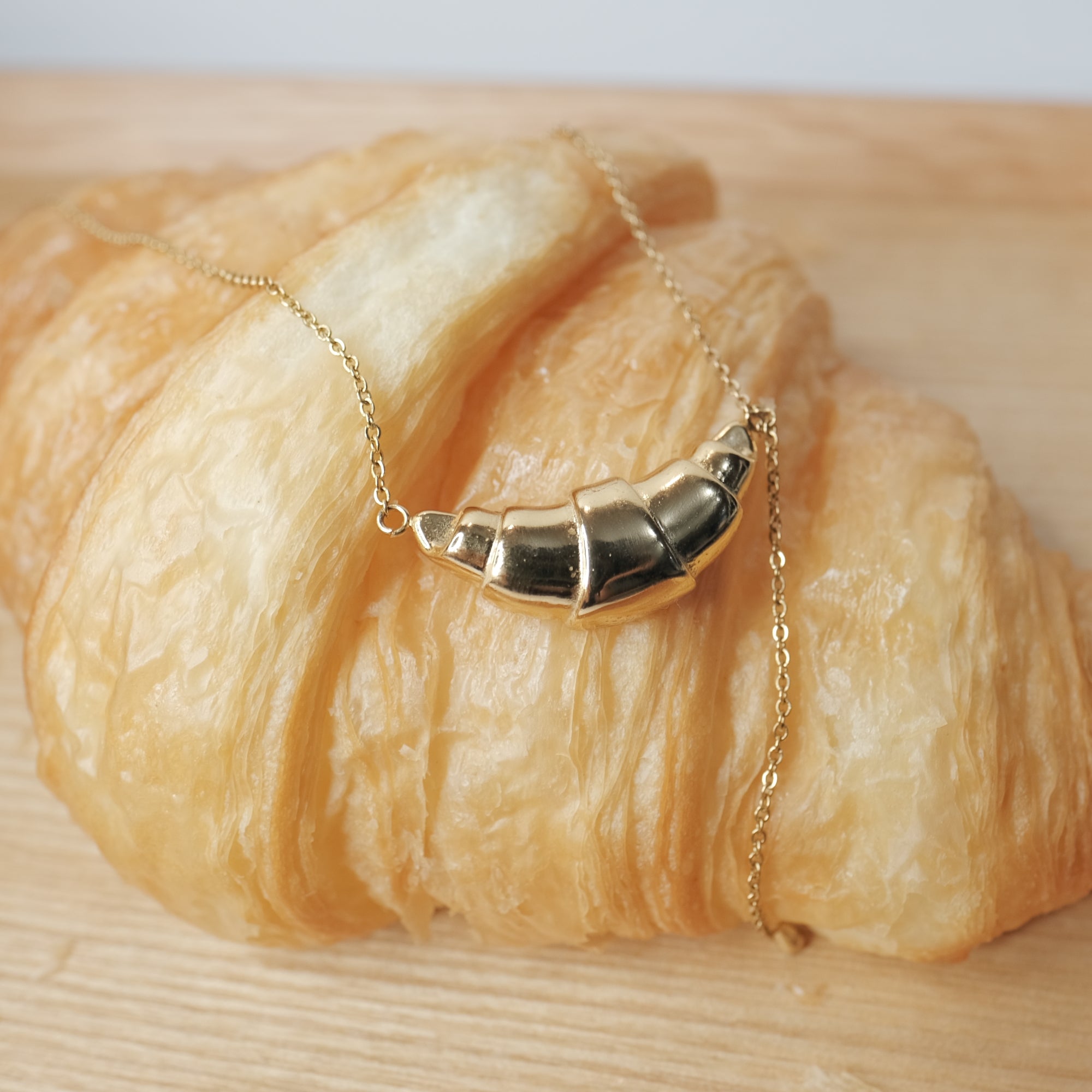 Buttery Gold Croissant Necklace + FREE Croissant Ring