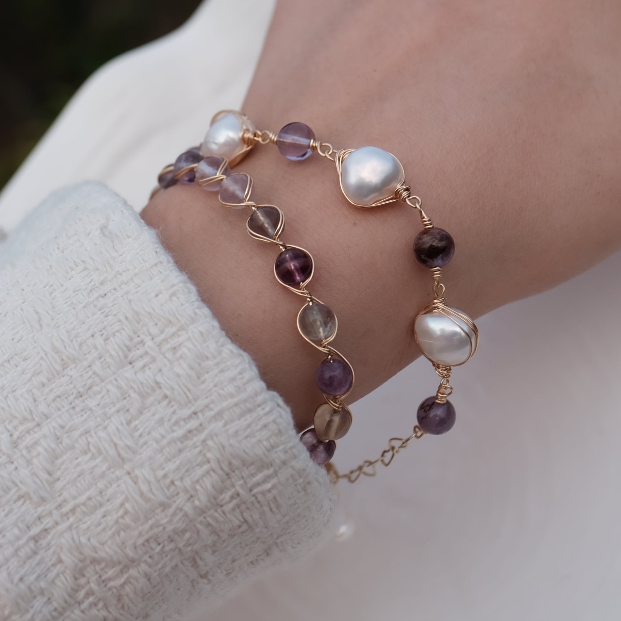 Amethyst Rainbow Fluoride Healing Crystal Bracelet