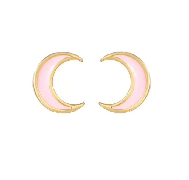 moon pink gold earrings