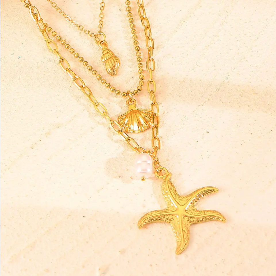 Starfish Shell Gold Necklace