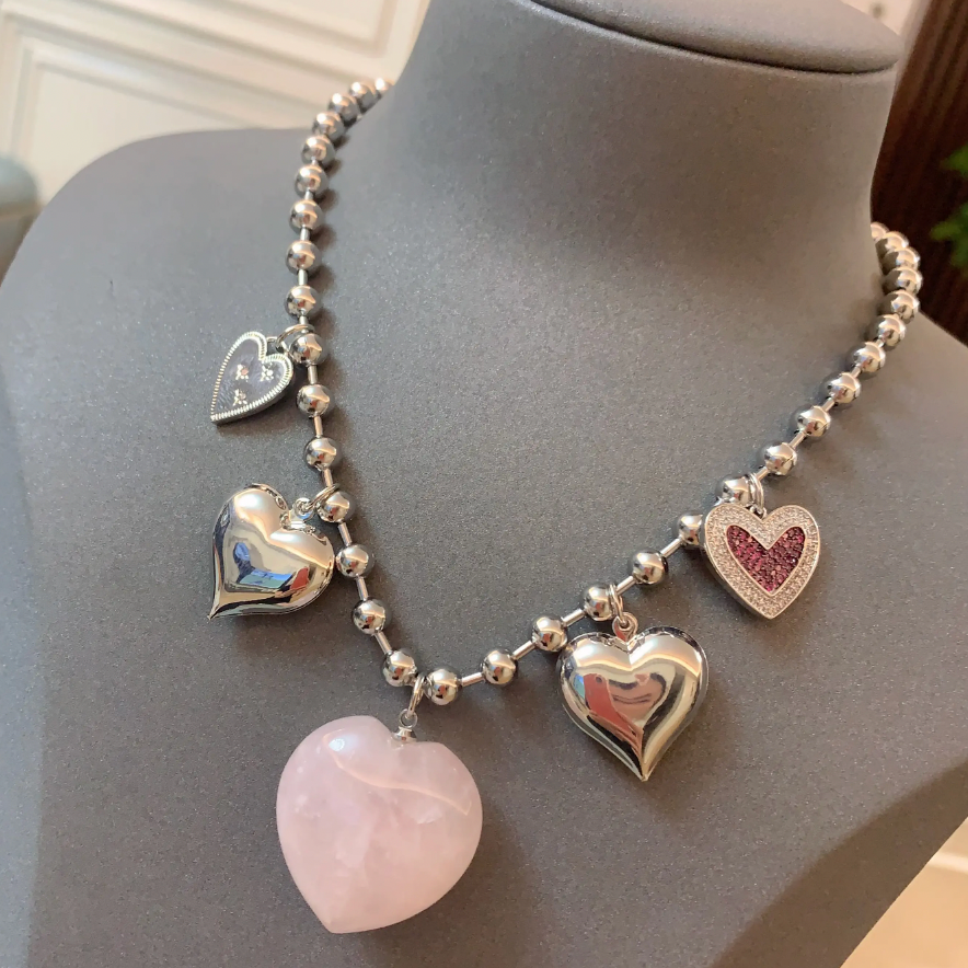 Rose Quartz Heart Charm Necklace