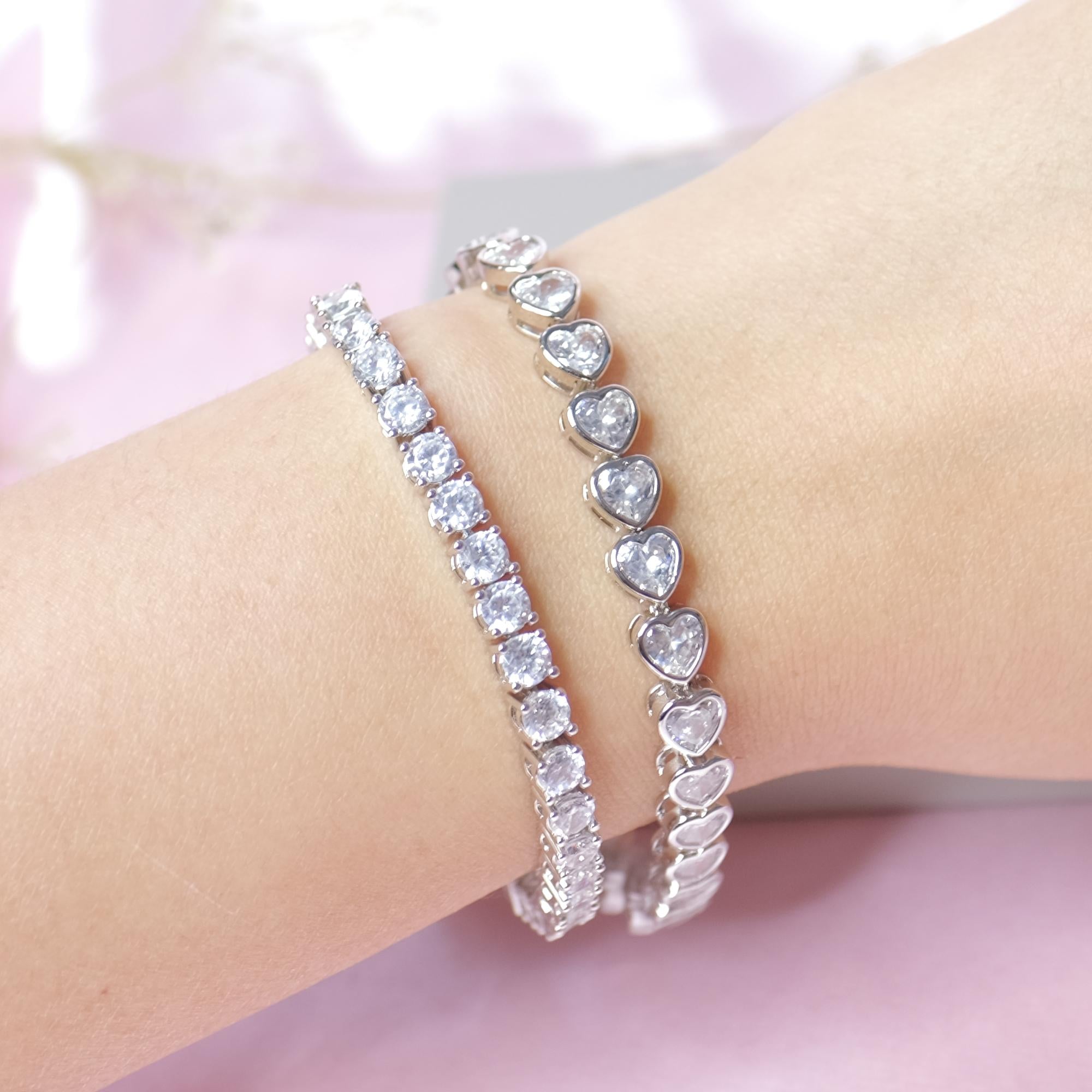 LIMITED EDITION Heart Diamond 5mm Tennis Bracelet 15cm