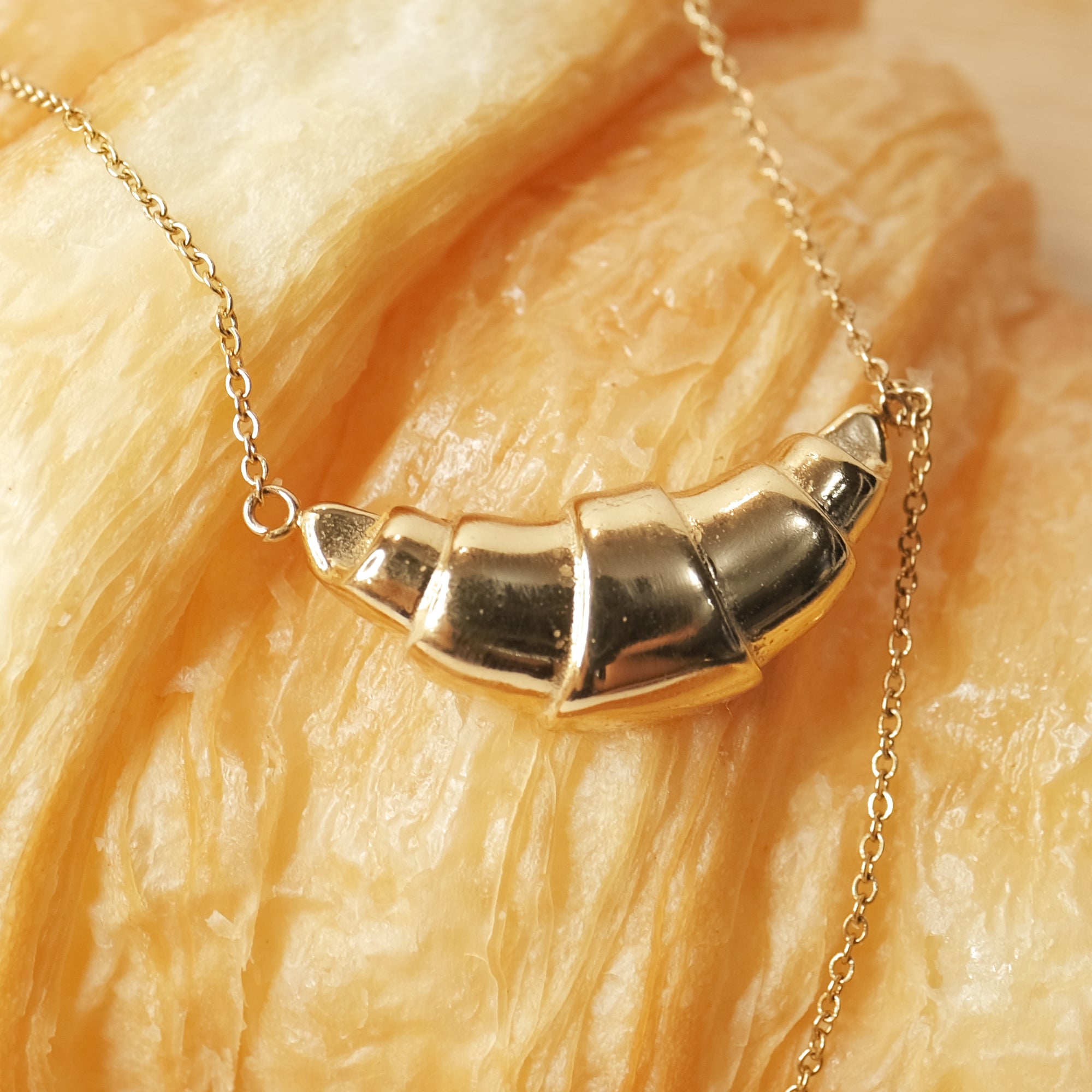 Buttery Gold Croissant Necklace + FREE Croissant Ring