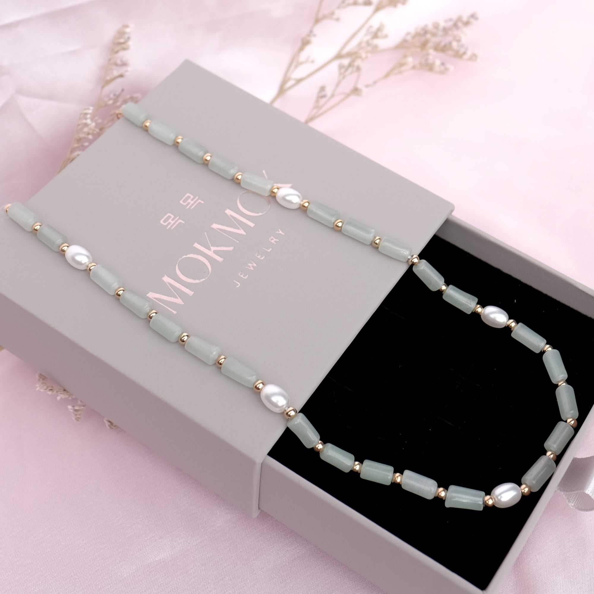 Lucky Green Aventurine Crystal Pearl Necklace