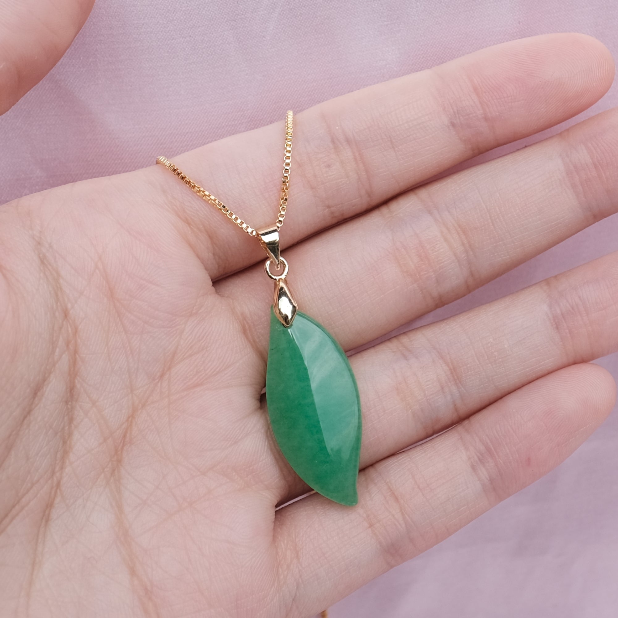 Green Jade Leaf Necklace