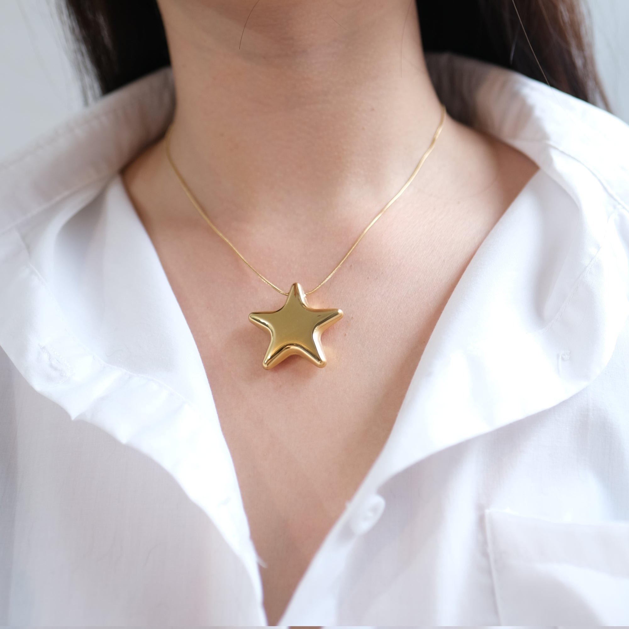 18k Gold Star Statement Necklace
