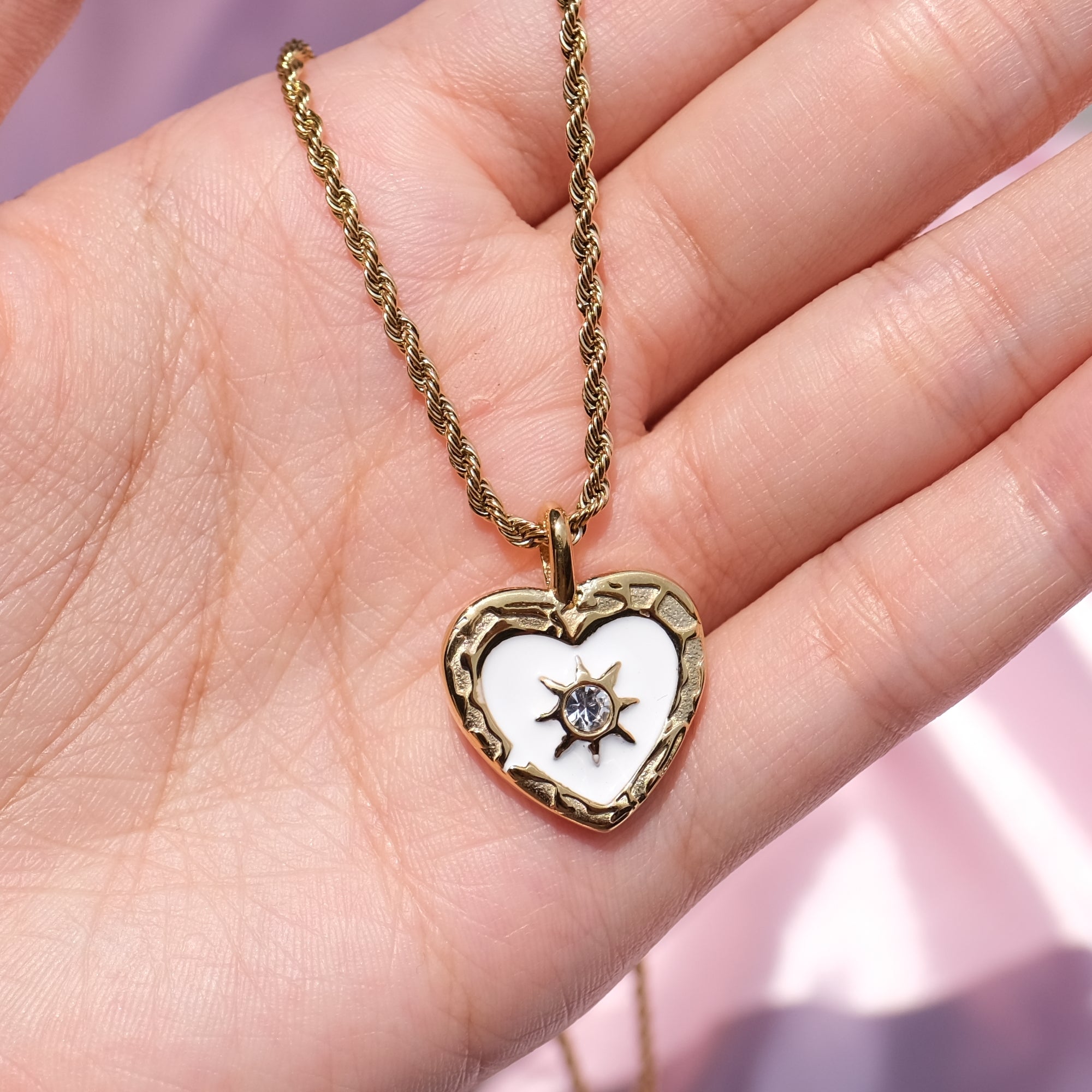 Vintage-inspired Heart Necklace + FREE white necklace for stacking