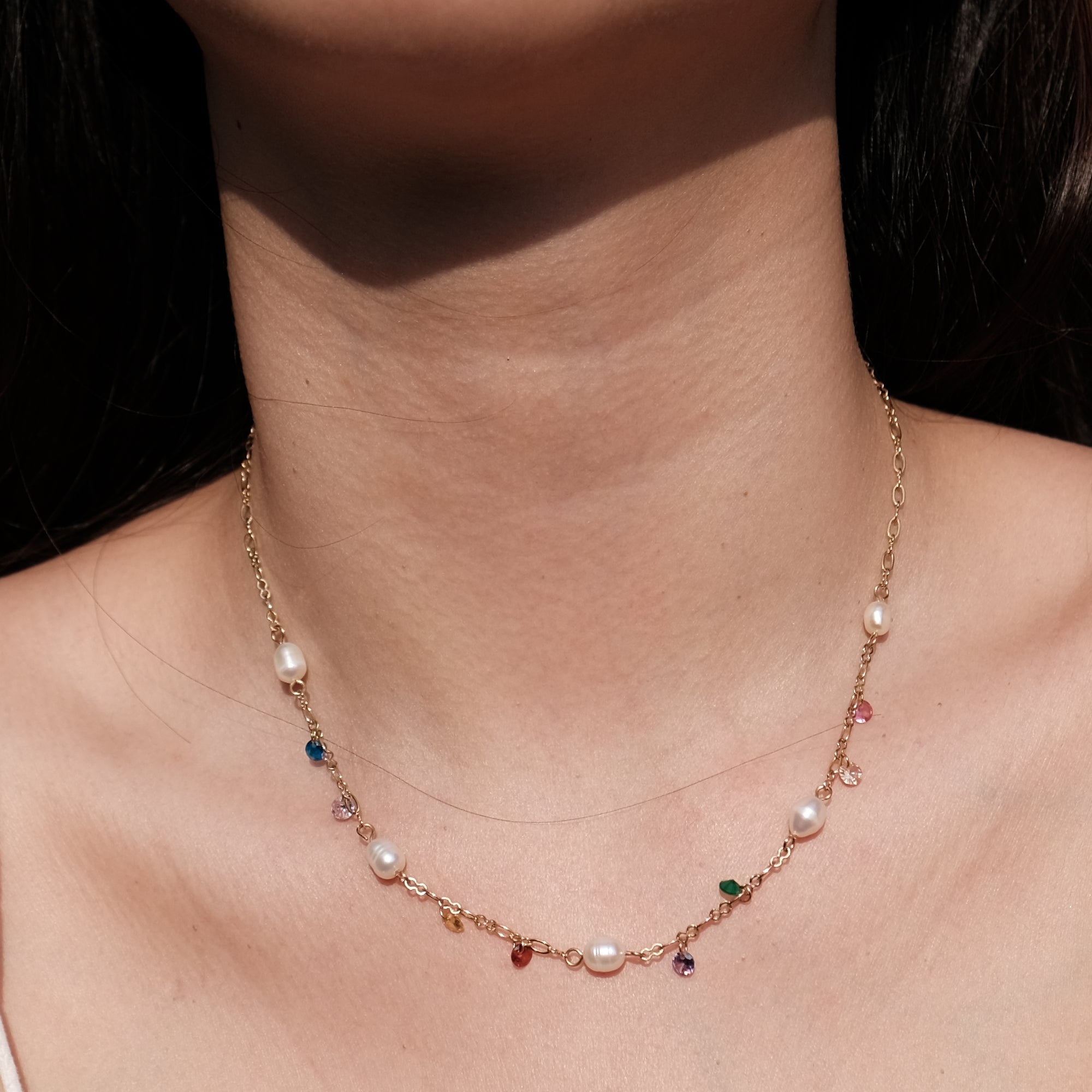 Pearl Rainbow Diamond Necklace